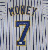 Brewers 82 AL Champ DON MONEY Signed Custom Replica Pinstripe Jersey AUTO - JSA