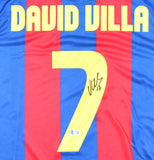 David Villa Signed FC Barcelona Home Soccer Jersey #7 Beckett Witnessed Hologram