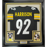 FRAMED Autographed/Signed JAMES HARRISON 35x39 Pittsburgh Black Jersey COA