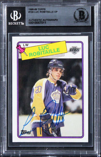 Kings Luc Robitaille Authentic Signed 1988 Topps #124 Card BAS Slabbed 2