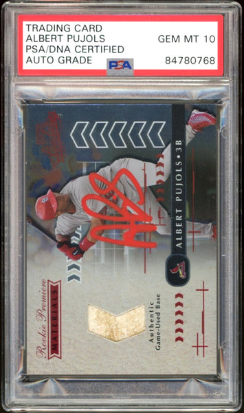 2001 Playoff Absolute Game Base /700 Albert Pujols RC PSA/DNA Auto GEM MINT 10