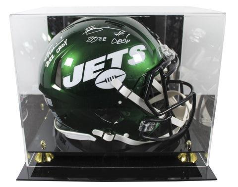 Jets Garrett Wilson & Ahmad Sauce Gardner Signed F/S Proline Helmet W/ Case BAS