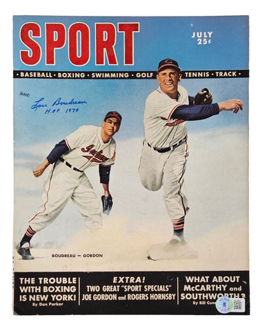 Lou Boudreau Cleveland Signed 1949 Sport Magazine HOF 1970 Inscribed BAS