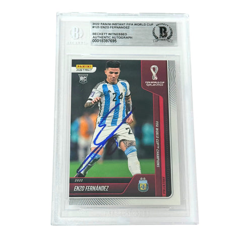 Enzo Fernandez Signed 2022 Panini Instant World Cup Rookie - Beckett Witness