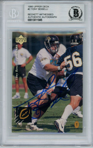 Tony Boselli Autographed 1995 Upper Deck #2 Rookie Trading Card BAS Slab 33168