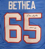 Houston Oilers Elvin Bethea Autographed Blue Jersey "HOF 03" JSA #WIT690425