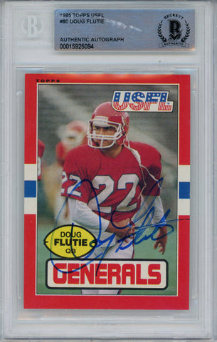 Doug Flutie Signed 1985 Topps #80 USFL Rookie Card Beckett Slab 42946