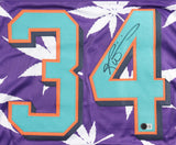 Ricky Williams Signed Miami Dolphins Custom Purple Weed Print Jersey (Beckett)