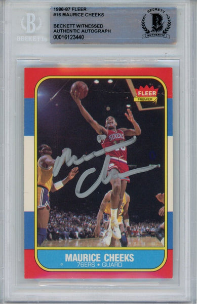 Maurice Cheeks Autographed 1986 Fleer #16 Trading Card Beckett 43929