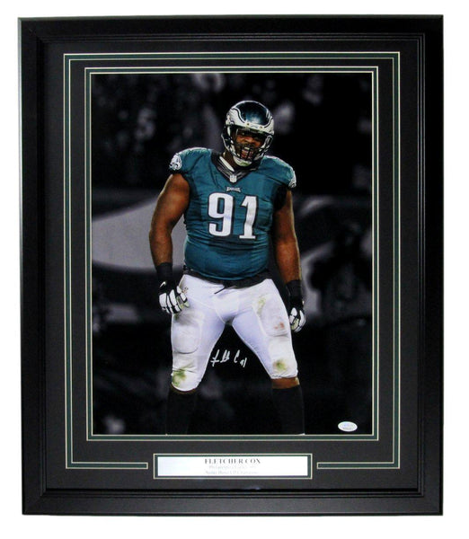 Fletcher Cox Autographed 16x20 Photo Philadelphia Eagles Framed JSA