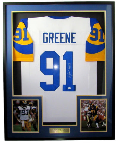 Kevin Greene HOF Signed/Autographed Rams Football Jersey Framed JSA 157845