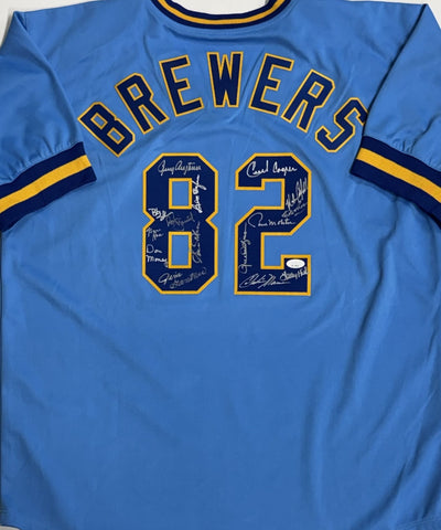 1982 Milwaukee Brewers Team Signed Signed Replica Blue Jersey - 15 Sigs - JSA