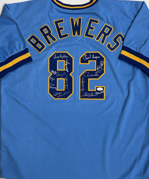 1982 Milwaukee Brewers Team Signed Signed Replica Blue Jersey - 15 Sigs - JSA