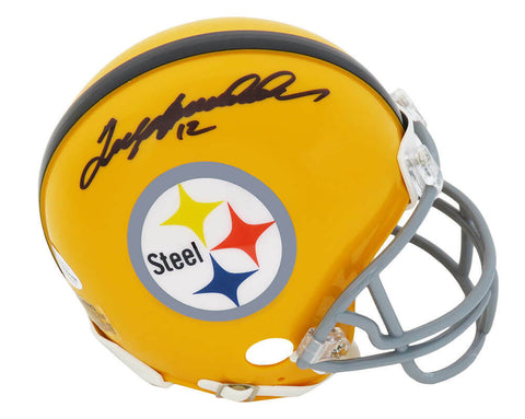 Terry Bradshaw Signed Pittsburgh Steelers T/B Gold Riddell Mini Helmet (Beckett)