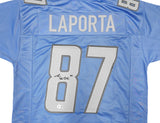 DETROIT LIONS SAM LAPORTA AUTOGRAPHED BLUE JERSEY BECKETT BAS WITNESS 225898