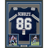 Framed Autographed/Signed Dalton Schultz 33x42 Dallas Dark Blue Jersey JSA COA