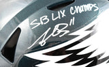 AJ Brown Autographed Eagles F/S Speed Flex Helmet SB Champs Beckett W Hologram