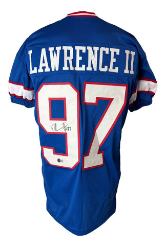 Dexter Lawrence New York Signed Throwback Blue Pro-Cut Football Jersey BAS