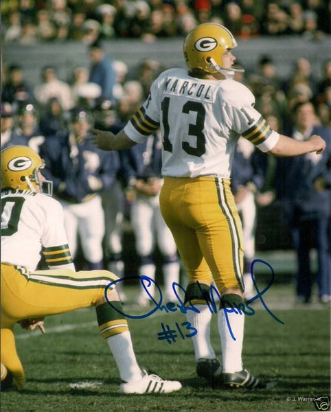 Packers Kicker CHESTER MARCOL Signed 8x10 Photo #1 AUTO - 1972 ROY