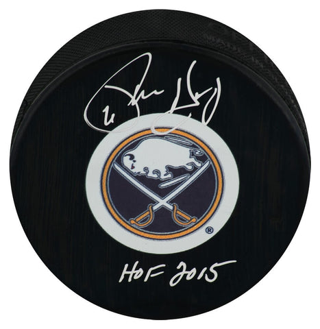 Phil Housley Signed Sabres Medium Logo Hockey Puck w/HOF 2015 - (SCHWARTZ COA)