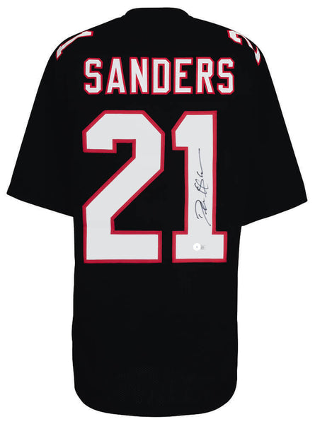 Deion Sanders Signed Black T/B Custom Football Jersey (BECKETT COA)