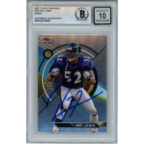 Ray Lewis Autographed 23 Topps Composite Finest #153 Trading Card Beckett 52966