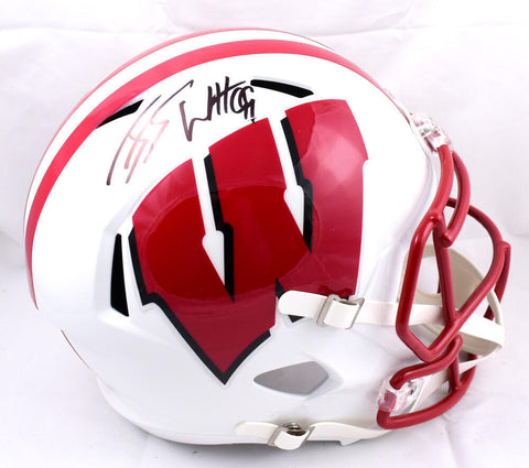 JJ Watt Autographed Wisconsin Badgers F/S Speed Helmet-Beckett W Hologram *Black
