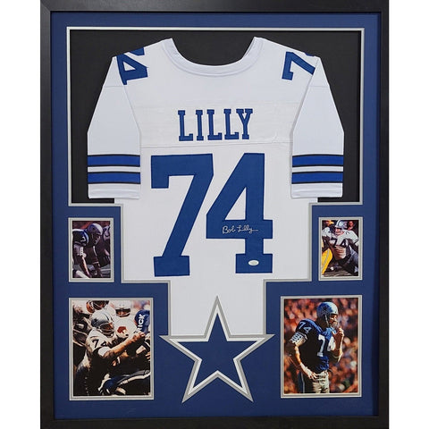 Bob Lilly Autographed Signed Framed White Dallas Cowboys Jersey JSA