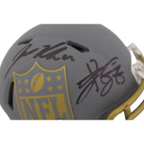 Travis Kelce Jason Kelce Autographed NFL Mini Helmet Slate Beckett/PSA 49072