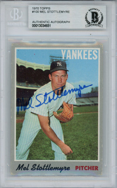 Mel Stottlemyre Autographed 1970 Topps #100 Trading Card Beckett Slab 38447
