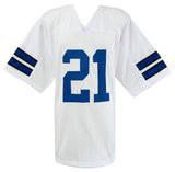 Deion Sanders (COWBOYS) Signed White Custom Football Jersey - (BECKETT COA)