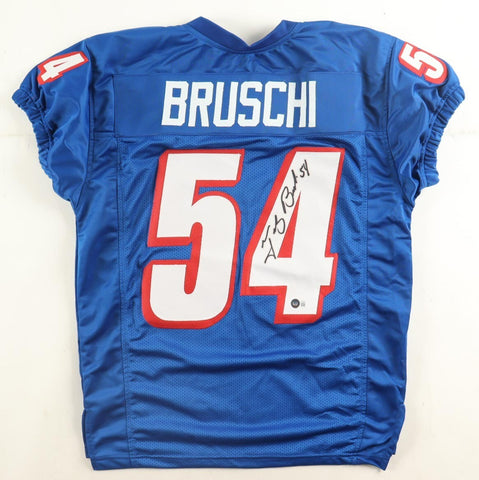 Tedy Bruschi Signed New England Patriots Pro Cut Jersey (Beckett) 3xS.B Champion