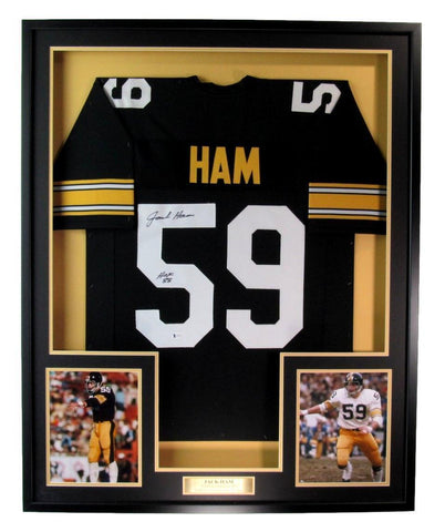 Jack Ham HOF Autographed/Inscribed Football Jersey Steelers Framed 180935