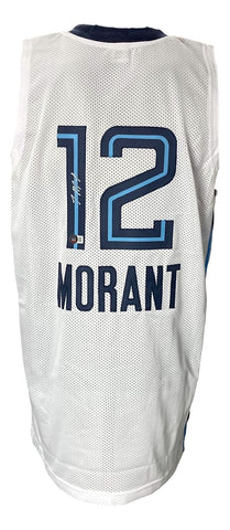 Ja Morant Signed Custom White Pro-Style Basketball Jersey BAS