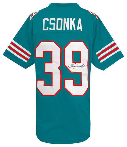 Larry Csonka (DOLPHINS) Signed Teal Custom Football Jersey - (SCHWARTZ COA)