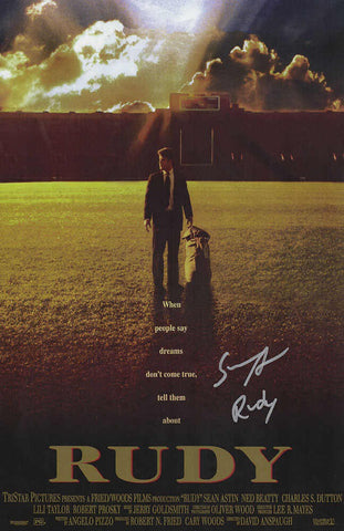 Sean Astin Signed Rudy 11x17 Movie Poster w/Rudy - (SCHWARTZ SPORTS COA)