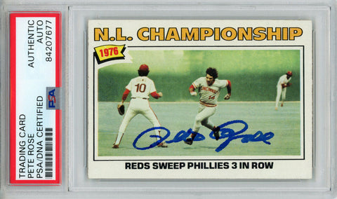 Pete Rose Autographed/Signed 1977 Topps #277 Trading Card PSA Slab 43812