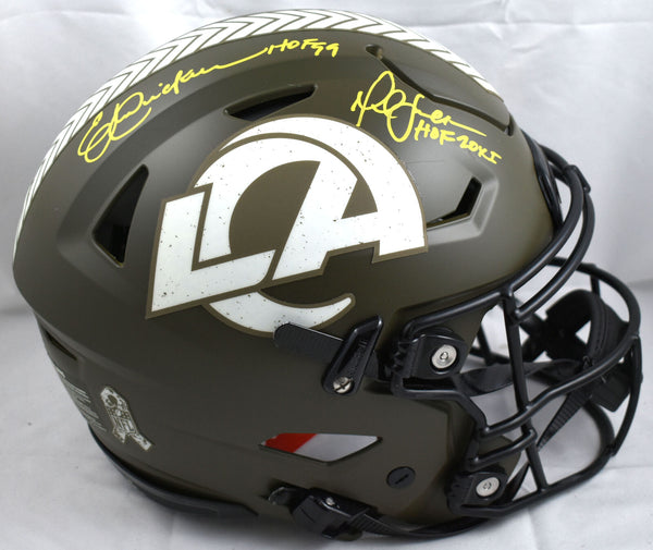 Marshall Faulk Eric Dickerson Signed Rams F/S Salute Speed Flex Helmet-Beckett W