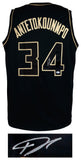 Giannis Antetokounmpo Signed Black Custom Basketball Jersey - (JSA COA)