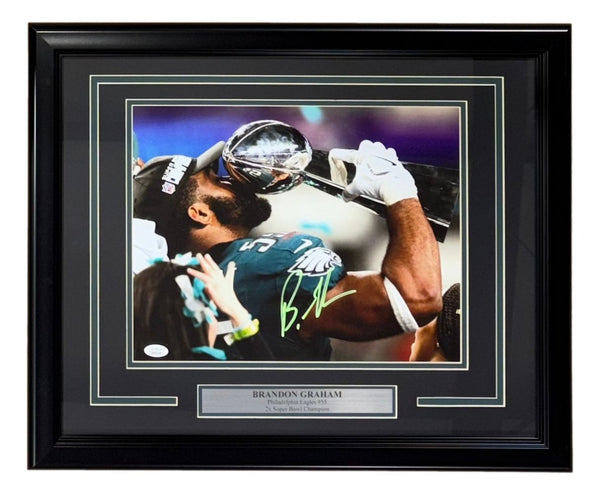 Brandon Graham Signed Framed 11x14 Philadelphia Eagles SB Trophy Photo JSA
