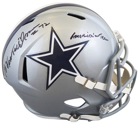 Cowboys Ed "Too Tall" Jones "America's Team" Signed F/S Speed Rep Helmet BAS Wit