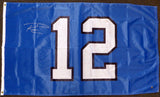 RUSSELL WILSON AUTOGRAPHED SEATTLE SEAHAWKS 12TH MAN 3X5 12 FLAG RW HOLO 130716