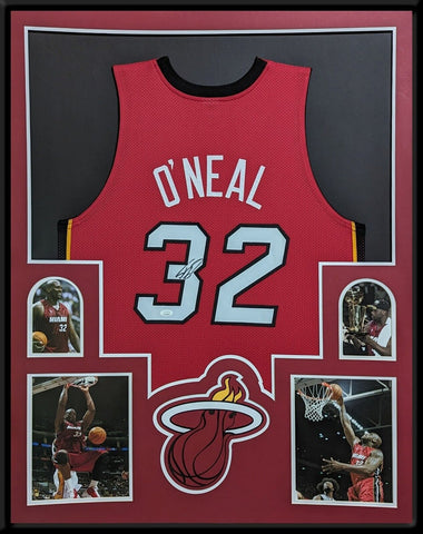 FRAMED MIAMI HEAT SHAQUILLE O'NEAL AUTOGRAPHED SIGNED JERSEY JSA COA