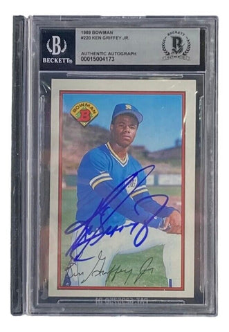 Ken Griffey Jr Signed Slabbed Seattle Mariners 1989 Bowman #220 Rookie Card BAS