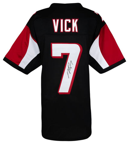 Michael Vick (ATLANTA FALCONS) Signed Black T/B Custom Jersey - (SCHWARTZ COA)