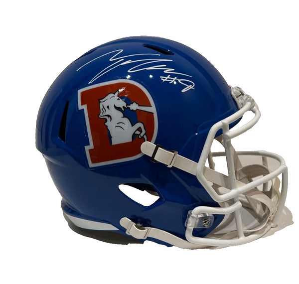 Talanoa Hufanga Autographed Denver Broncos Throwback Replica Helmet BAS COA