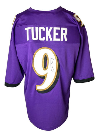 Justin Tucker Baltimore Signed Purple Football Jersey JSA ITP
