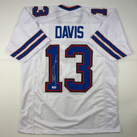 Autographed/Signed Gabriel Gabe Davis Buffalo White Football Jersey Beckett BAS