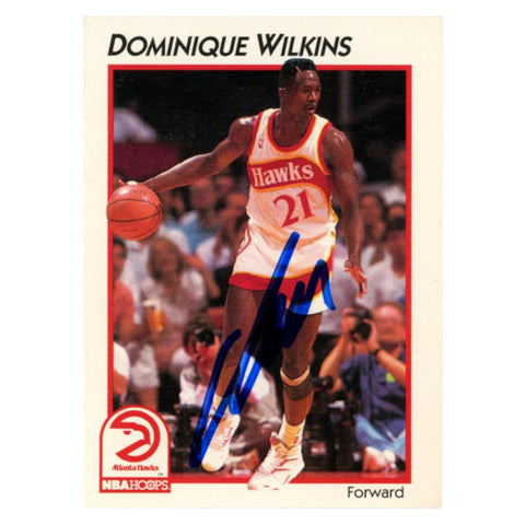 Dominique Wilkins Autographed 1991 NBA Hoops #1 Trading Card Beckett 54237