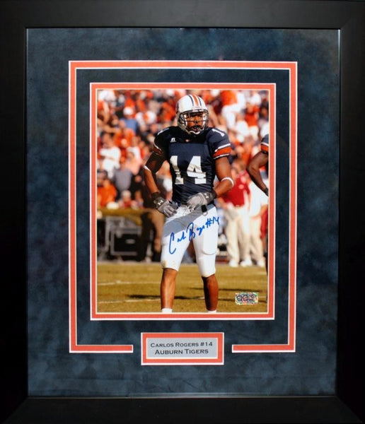 CARLOS ROGERS AUTOGRAPHED AUBURN TIGERS 8x10 FRAMED PHOTO COA